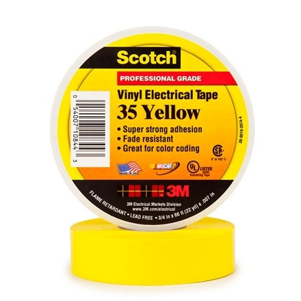 3M 35 Electrical Tape, 3/4" x 66', Yellow