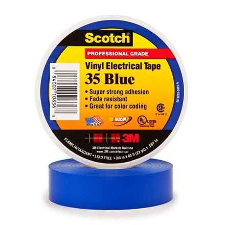 3M 35 Electrical Tape, 3/4" x 66', Blue