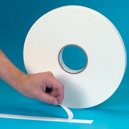 White Industrial Double Sided Foam Tape, 1/16" Thick - 1" x 36 yds.