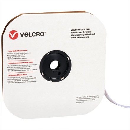 VELCRO® Hook and Loop, Strips, Hook, 1/2" x 75', White