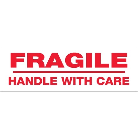 Fragile Handle With Care Tape, 3" x 110 yds., 2.2 Mil Thick