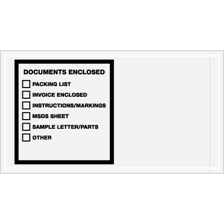 "Documents Enclosed" Envelopes, Black, 5 1/2 x 10"