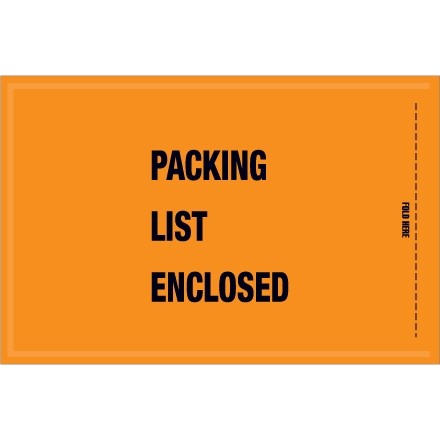 Military "Packing List Enclosed" Envelopes, Orange, 5 1/4 x 8"