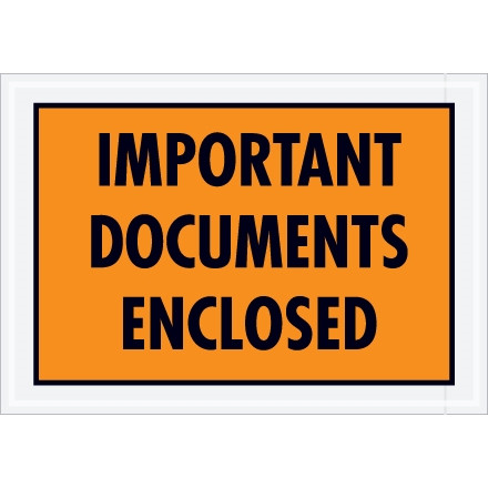 "Important Documents Enclosed" Envelopes, Orange, 5 1/4 x 7 1/2"