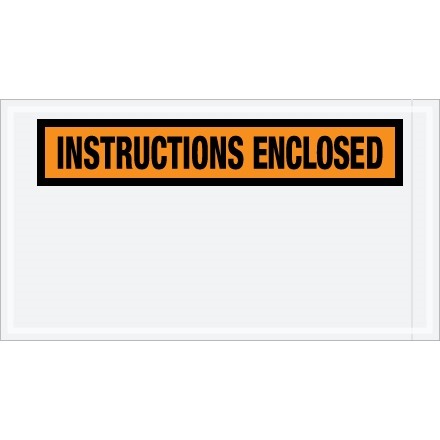 "Instructions Enclosed" Envelopes, Orange, 5 1/2 x 10"