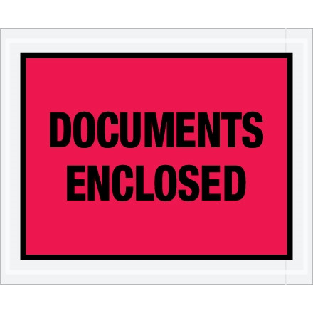 "Documents Enclosed" Envelopes, Red, 4 1/2 x 5 1/2"
