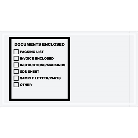 "Documents Enclosed" Envelopes, Printed Clear, 5 1/2 x 10"