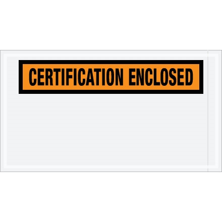 "Certification Enclosed" Envelopes, Orange, 5 1/2 x 10"