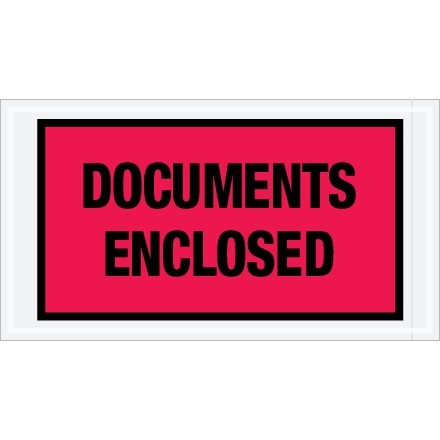 "Documents Enclosed" Envelopes, Red, 5 1/2 x 10"