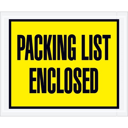 "Packing List Enclosed" Envelopes, Yellow, 4 1/2 x 5 1/2", Full Face