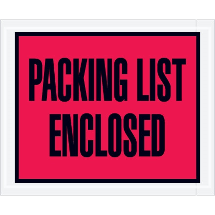"Packing List Enclosed" Envelopes, Red, 4 1/2 x 5 1/2", Full Face