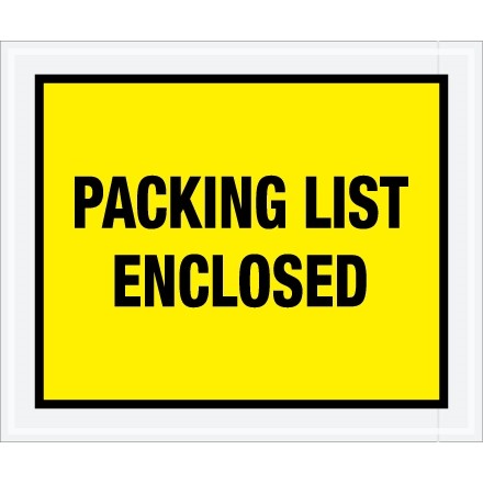 "Packing List Enclosed" Envelopes, Yellow, 10 x 12", Full Face
