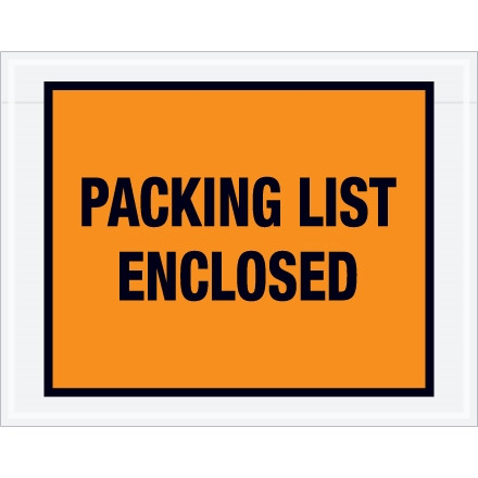 "Packing List Enclosed" Envelopes, Orange, 7 x 5 1/2", Full Face