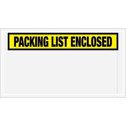 "Packing List Enclosed" Envelopes, Yellow, 5 1/2 x 10", Panel Face
