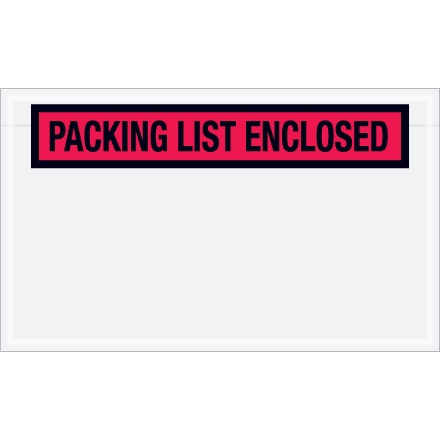 "Packing List Enclosed" Envelopes, Red, 4 1/2 x 7 1/2", Panel Face