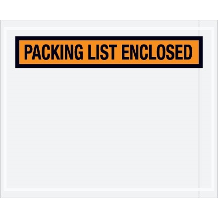 "Packing List Enclosed" Envelopes, Orange, 4 1/2 x 5 1/2", Panel Face