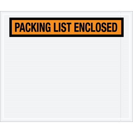 "Packing List Enclosed" Envelopes, Orange, 10 x 12", Panel Face