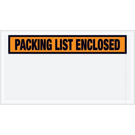 "Packing List Enclosed" Envelopes, Orange, 5 1/2 x 10", Panel Face