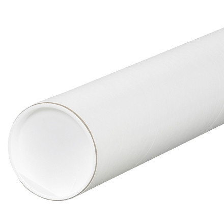 Mailing Tubes with Caps, Round, White, 4 x 36"