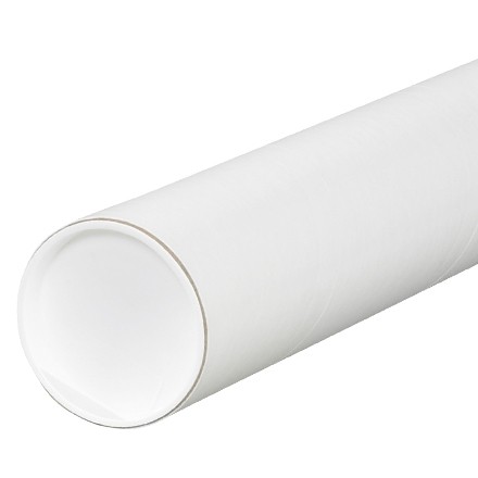 Mailing Tubes with Caps, Round, White, 4 x 30"