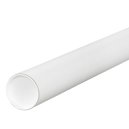 Mailing Tubes with Caps, Round, White, 2 1/2 x 36"
