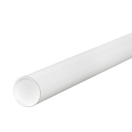 Mailing Tubes with Caps, Round, White, 2 x 24"