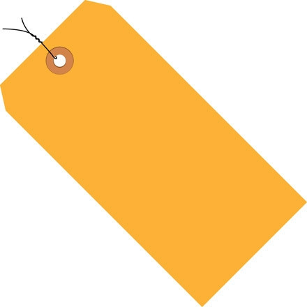 Fluorescent Orange Pre-wired Shipping Tags #7 - 5 3/4 x 2 7/8"