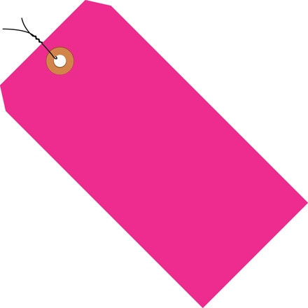 Fluorescent Pink Pre-wired Shipping Tags #2 - 3 1/4 x 1 5/8"