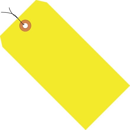 Fluorescent Yellow Pre-wired Shipping Tags #7 - 5 3/4 x 2 7/8"