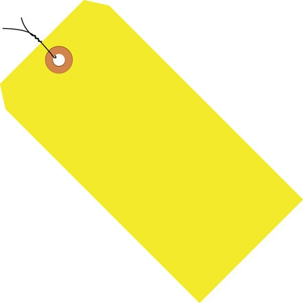 Fluorescent Yellow Pre-wired Shipping Tags #1 - 2 3/4 x 1 3/8"