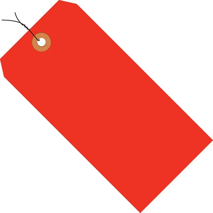 Fluorescent Red Pre-wired Shipping Tags #6 - 5 1/4 x 2 5/8"