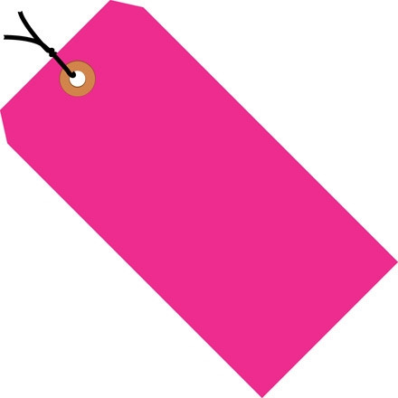 Fluorescent Pink Pre-strung Shipping Tags #1 - 2 3/4 x 1 3/8"
