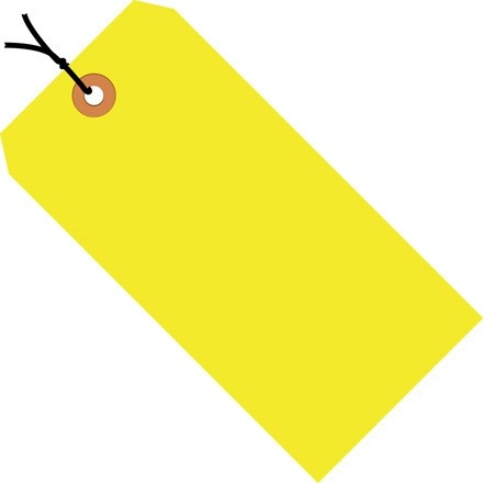 Fluorescent Yellow Pre-strung Shipping Tags #2 - 3 1/4 x 1 5/8"