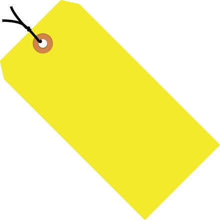 Fluorescent Yellow Pre-strung Shipping Tags #7 - 5 3/4 x 2 7/8"