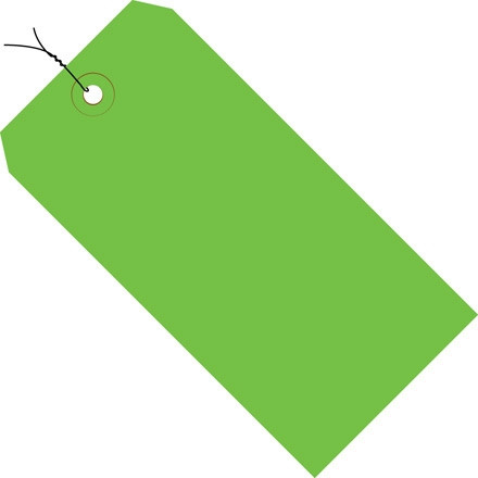 Green Pre-wired Shipping Tags #5 - 4 3/4 x 2 3/8"