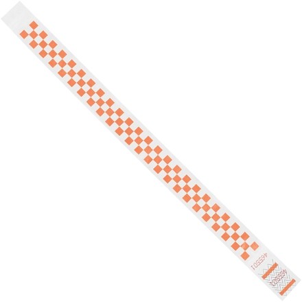 Orange Checkerboard Tyvek® Wristbands, 3/4 x 10"