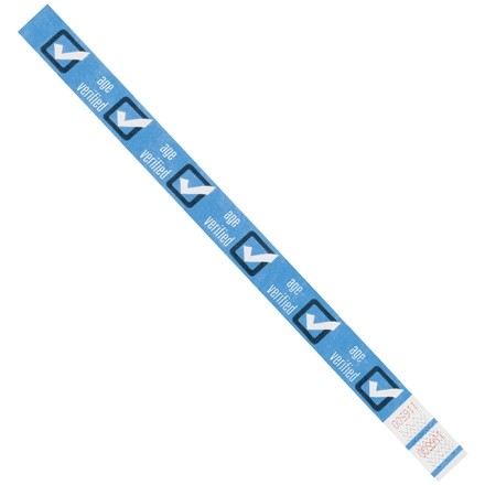 Blue "Age Verified" Tyvek® Wristbands, 3/4 x 10"