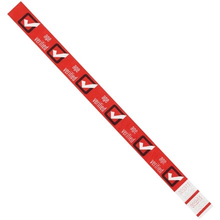 Red "Age Verified" Tyvek® Wristbands, 3/4 x 10"