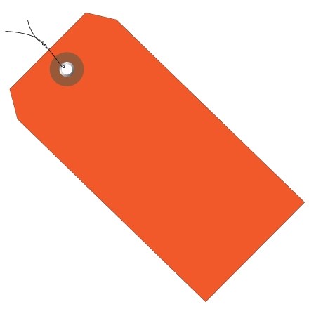 Pre-Wired Orange Plastic Tags #5 - 4 3/4 x 2 3/8"