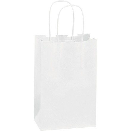 White Paper Shopping Bags, Rose - 5 1/2 x 3 1/4 x 8 3/8"