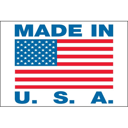" Made In U.S.A." Labels, 2 x 3"