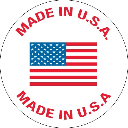 " Made In U.S.A." Labels, 1" Circle