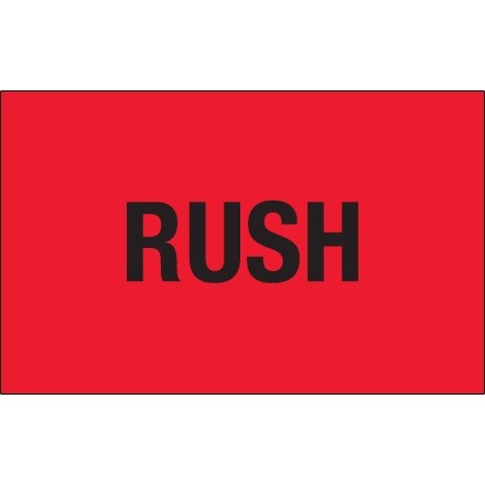 " Rush" Fluorescent Red Labels, 1 1/4 x 2"