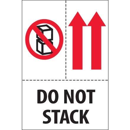 International Safe Handling Labels -" Do Not Stack", 4 x 6"