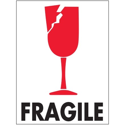 International Safe Handling Labels -" Fragile", 3 x 4"