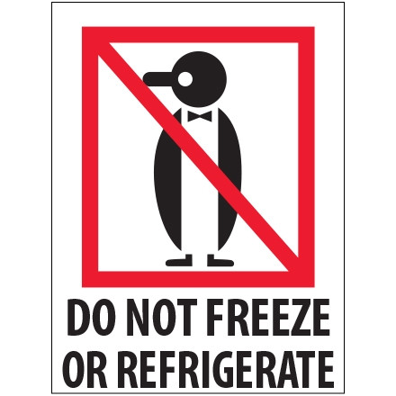 International Safe Handling Labels -" Do Not Freeze Or Refrigerate", 3 x 4"
