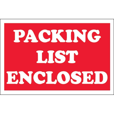 " Packing List Enclosed" Labels, 2 x 3"