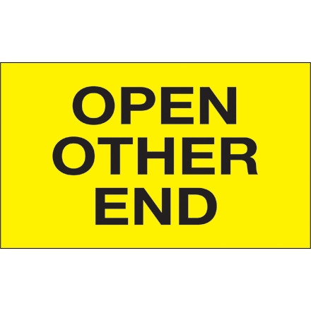 " Open Other End" Fluorescent Yellow Labels, 3 x 5"