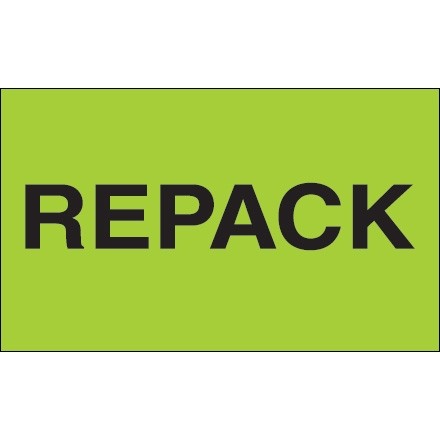 " Repack" Green Labels, 3 x 5"