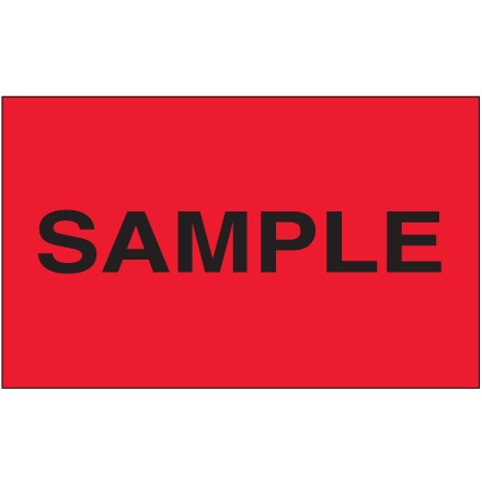 " Sample" Fluorescent Red Labels, 3 x 5"